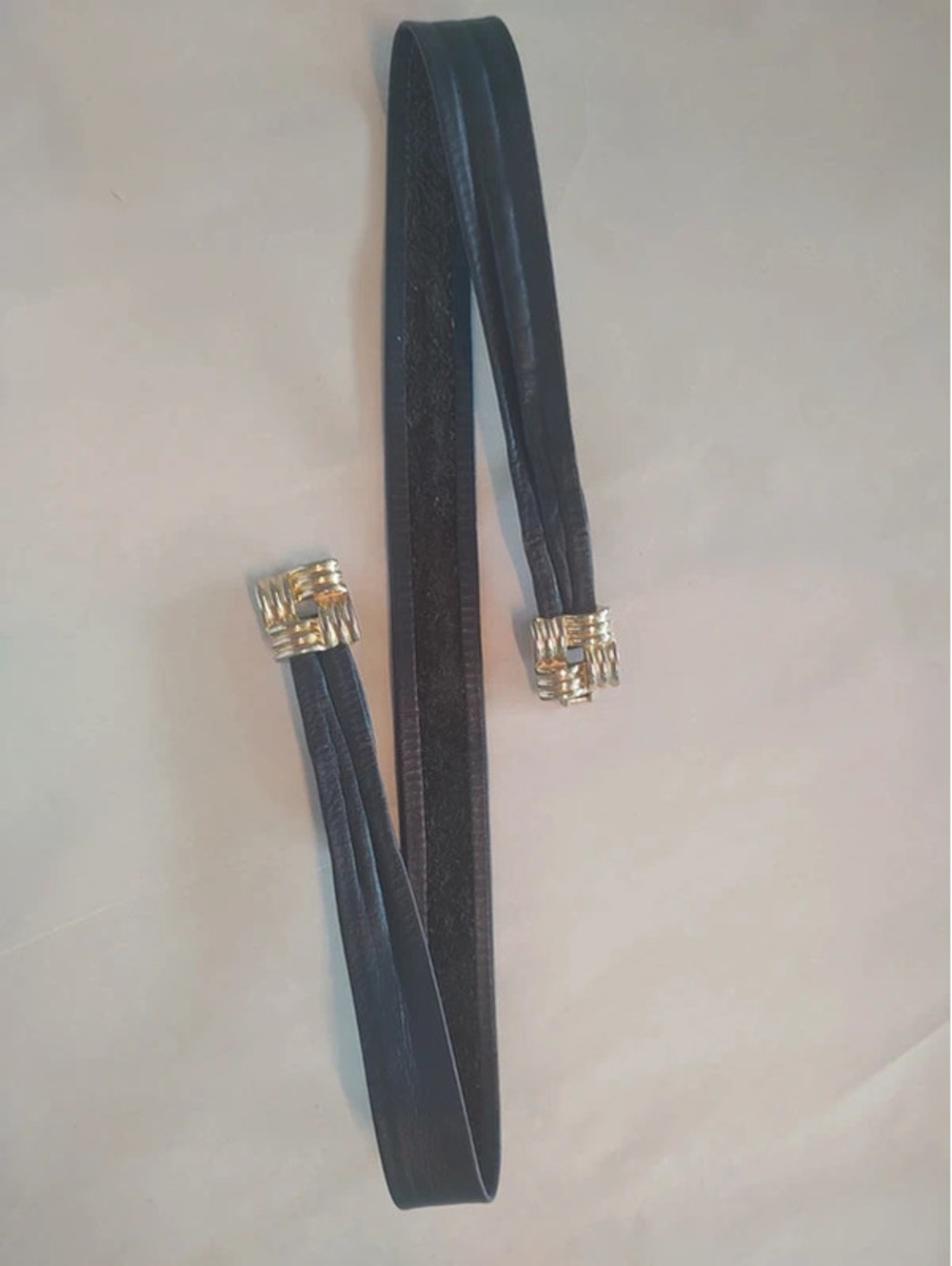 Adjustable leather belt navy with gold clasp! # mobwife